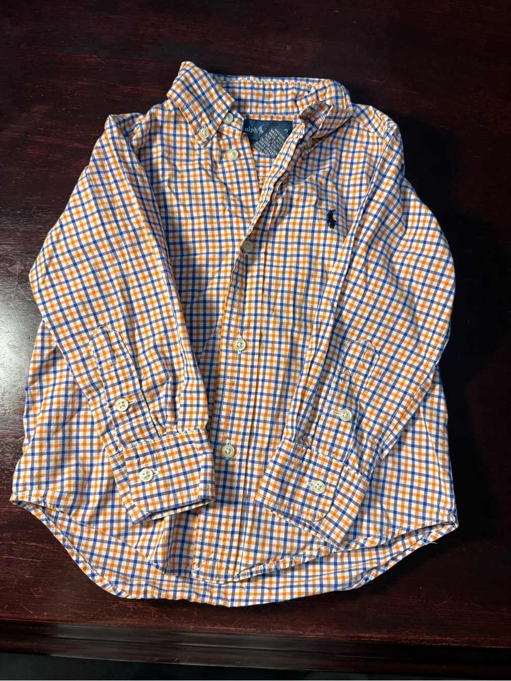 Ralph Lauren Orange and Blue Plaid Button-Down Shirt